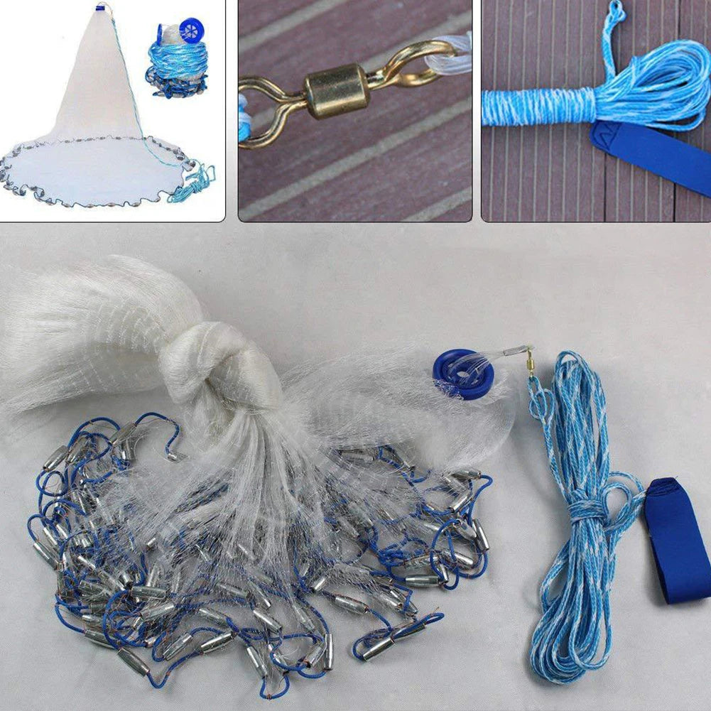 Fishing Cast Net Portable Hand Cast Fishing Net Easy Casting Fishing Throw Catch Net Fishing Mesh Net for Freshwater Saltwater