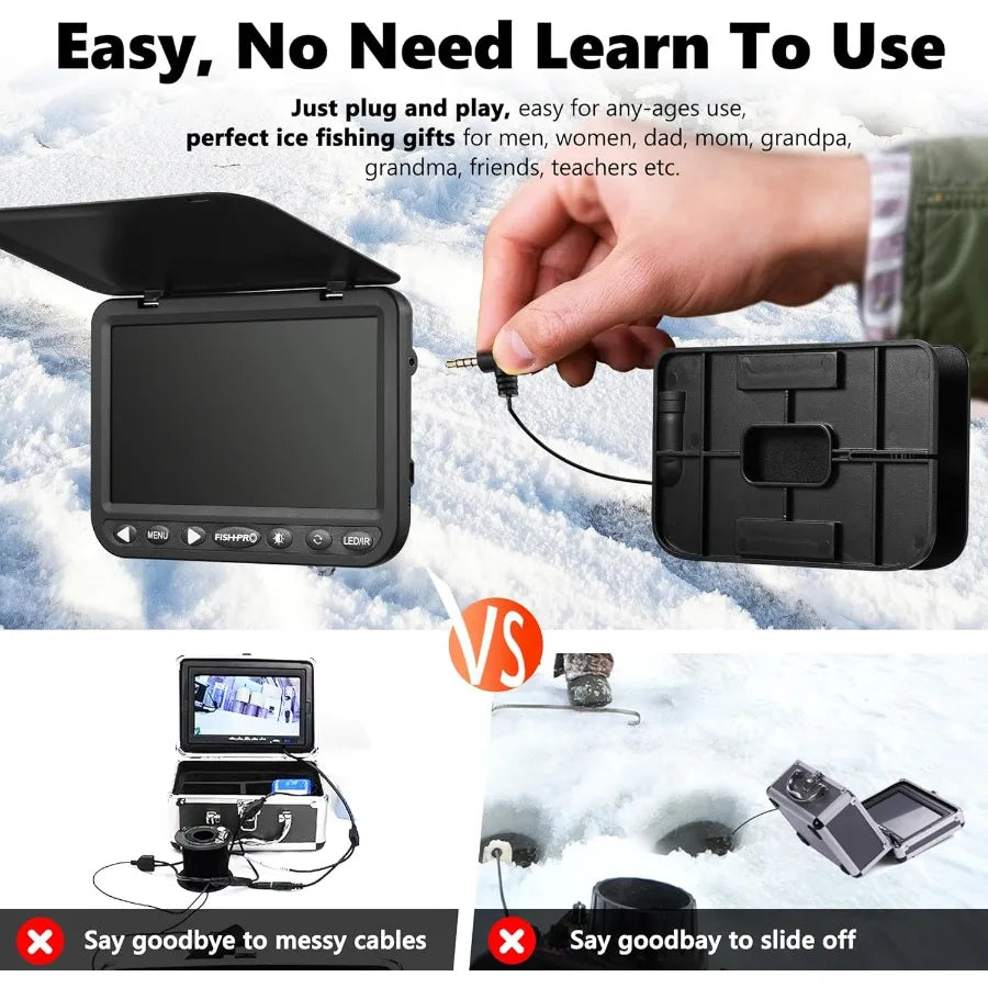 FishPRO Underwater Fishing Camera HD1080P 7'' IPS 10 000mAh No Need Learn Night Light Vision Ice Fishing Camera Underwater Ice