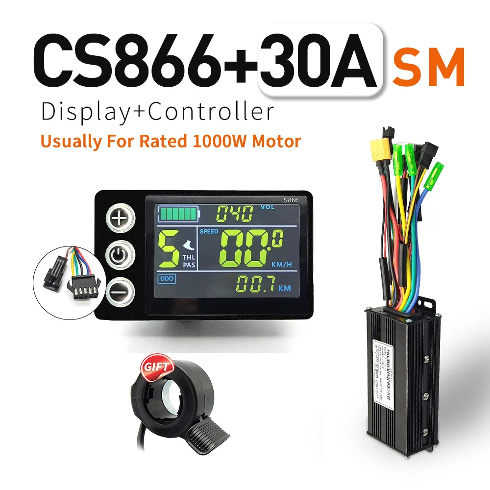 Ebike SineWave Three mode controller 24V-52V 17A 26A 30A 40A 45A TFT Display  throttle Hall unlimited motor 350W-2000W Moto