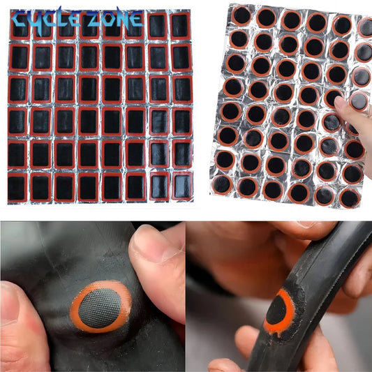 48PCS Bike Tire Patch Bicycle Tyre Tube Puncture Repair Rubber Patches Set Inner Tube Quick Repairing Tyre Protection Patch Tool