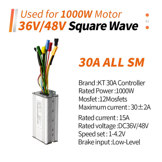 Ebike KT Controller  36V/48V LCD3 LCD4 LCD5 Display  SM Waterproof  Plug Electric Bicycle Squarewave Controller Conversion