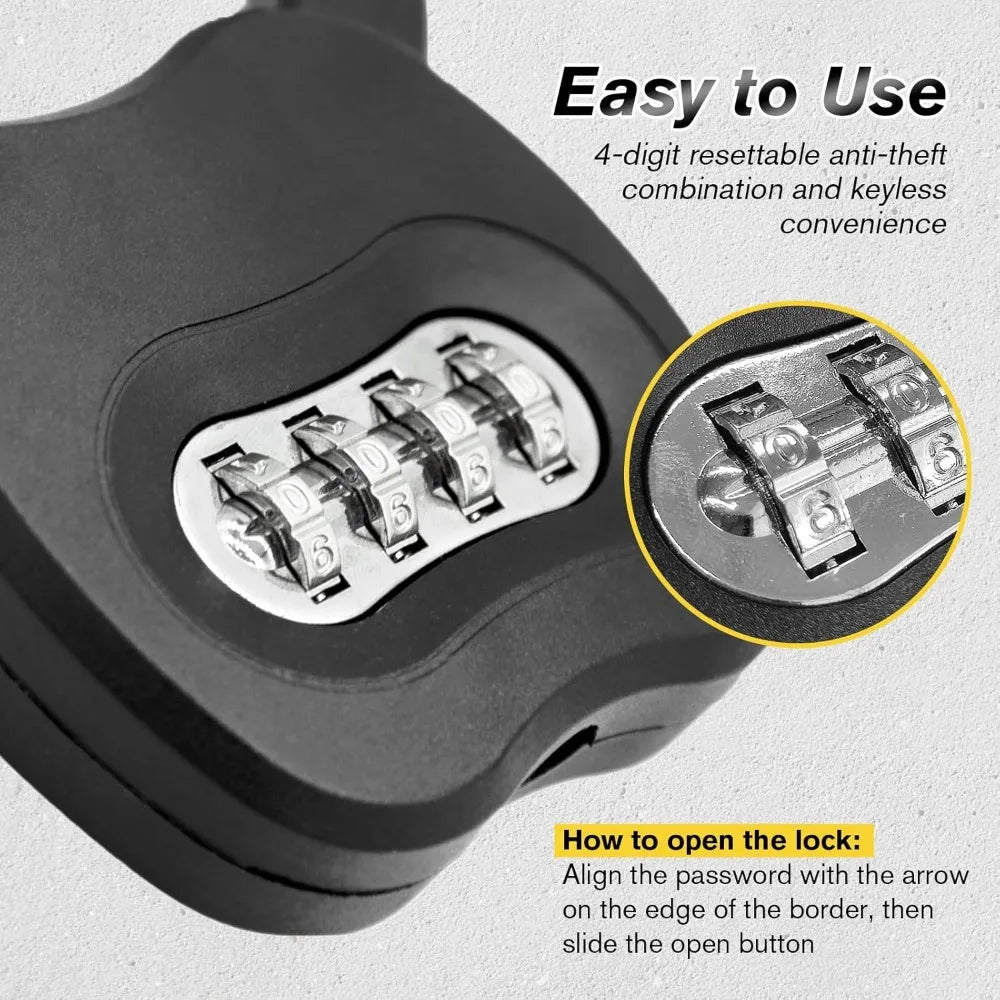 Bike Locks Heavy Duty Anti Theft, Combo Bike U Lock, 4-Digit Resettable Combination Bicycle Lock, Large U Shaped Ebike Lock for