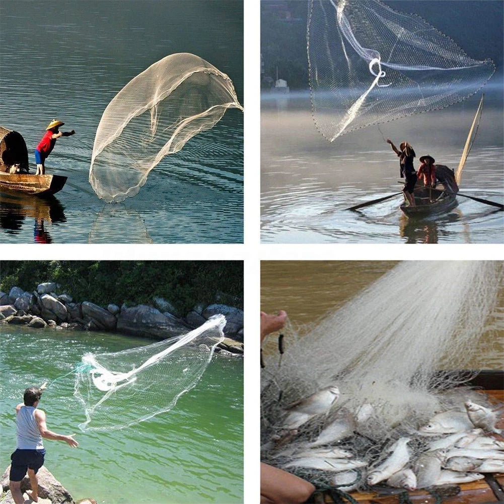 Fishing Cast Net Portable Hand Cast Fishing Net Easy Casting Fishing Throw Catch Net Fishing Mesh Net for Freshwater Saltwater