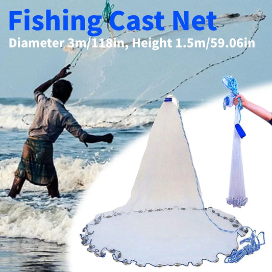 Fishing Cast Net Portable Hand Cast Fishing Net Easy Casting Fishing Throw Catch Net Fishing Mesh Net for Freshwater Saltwater