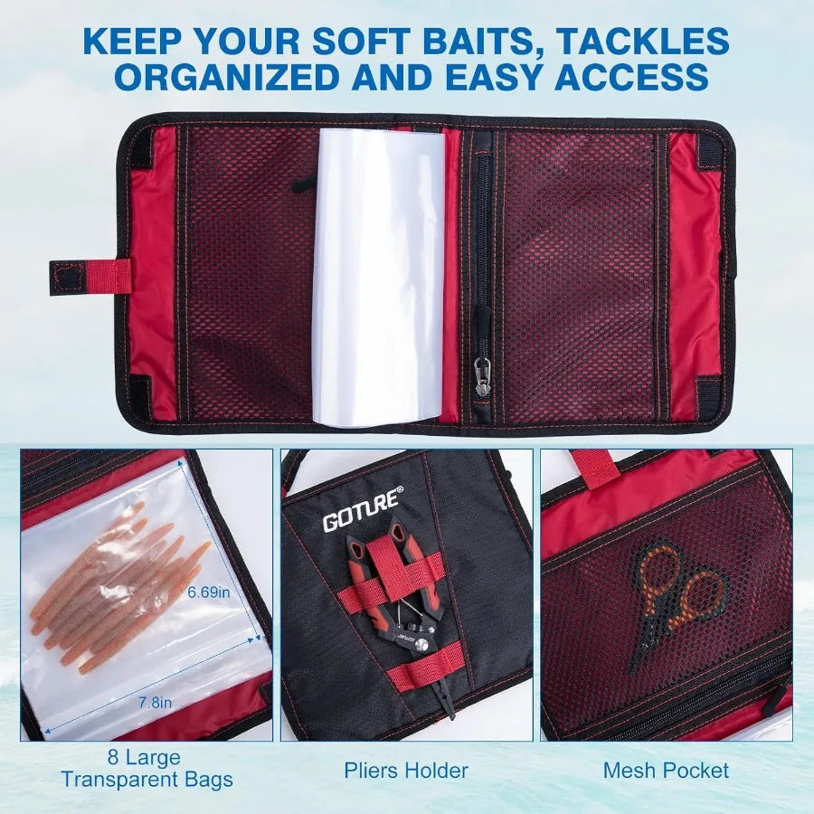 Goture 66L Rolling Tackle Box with Cooler and soft bait binder Large Fishing Bag with Wheels for 5 3700 Trays Trays Not Include