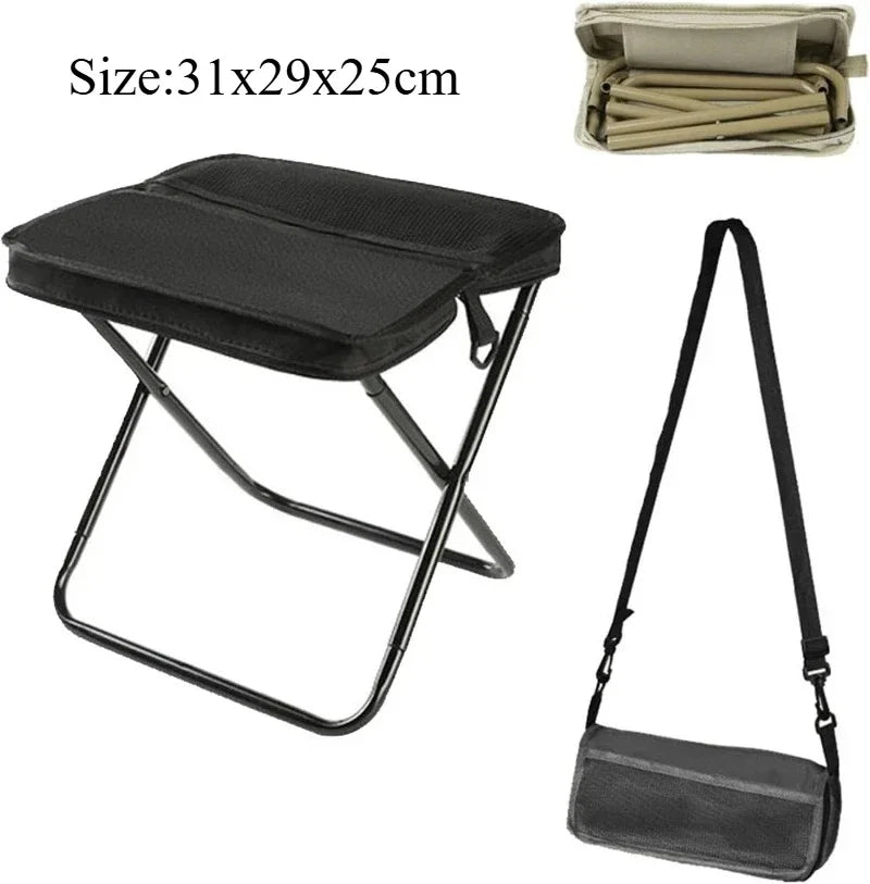Folding Stool Mini Outdoor Camping Stool Portable Hunting Seat with Zippered Bag Slacker Chairs for Fishing Travelling Picnics