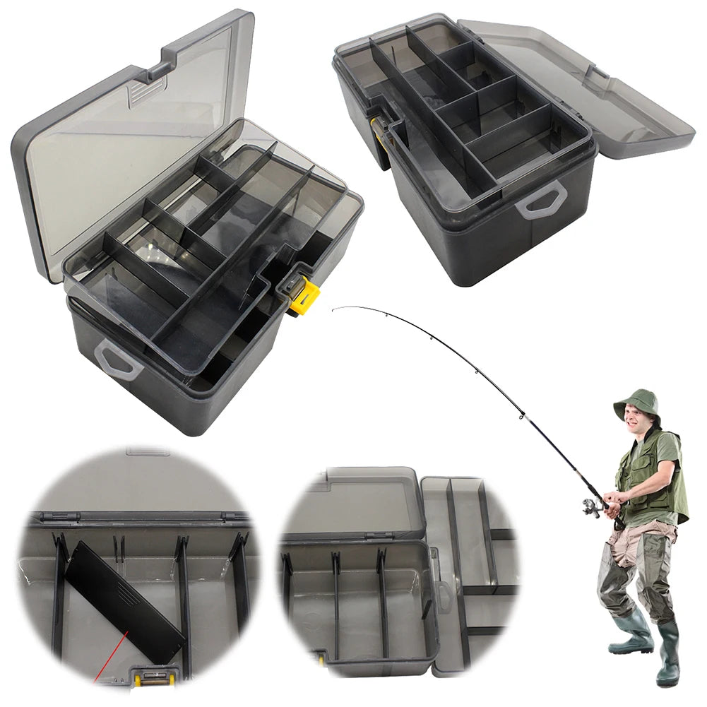 Double Layer Bait Lure Hook Accessories Box Waterproof Plastic Lures Hook Minnow Bait Storage Case Multifunctional Fishing Tool