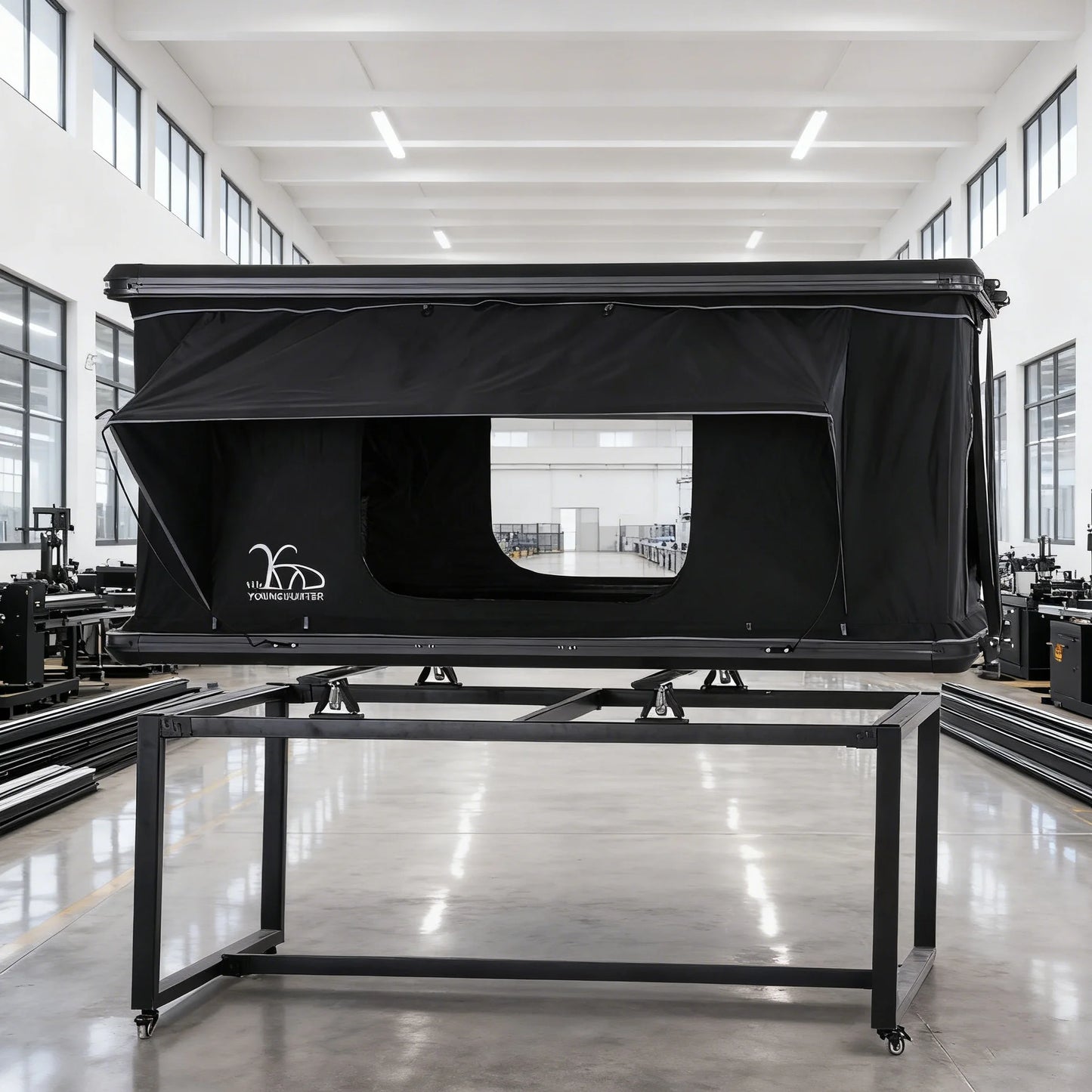 YoungHunter Straight Pop-Up Roof Top Tent with Built-In Gas Struts for Camping Overland Adventures