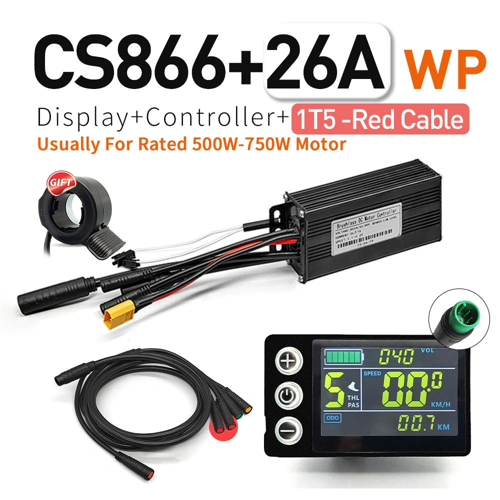 Ebike SineWave Three mode controller 24V-52V 17A 26A 30A 40A 45A TFT Display  throttle Hall unlimited motor 350W-2000W Moto