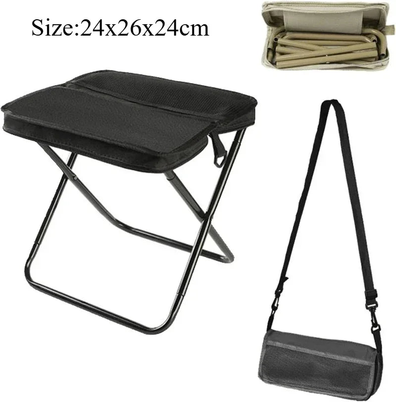 Folding Stool Mini Outdoor Camping Stool Portable Hunting Seat with Zippered Bag Slacker Chairs for Fishing Travelling Picnics