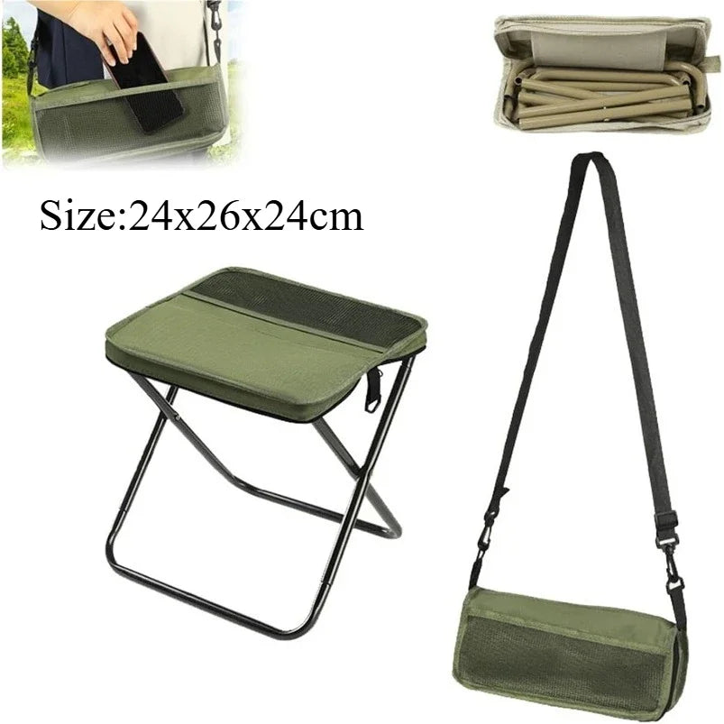 Folding Stool Mini Outdoor Camping Stool Portable Hunting Seat with Zippered Bag Slacker Chairs for Fishing Travelling Picnics