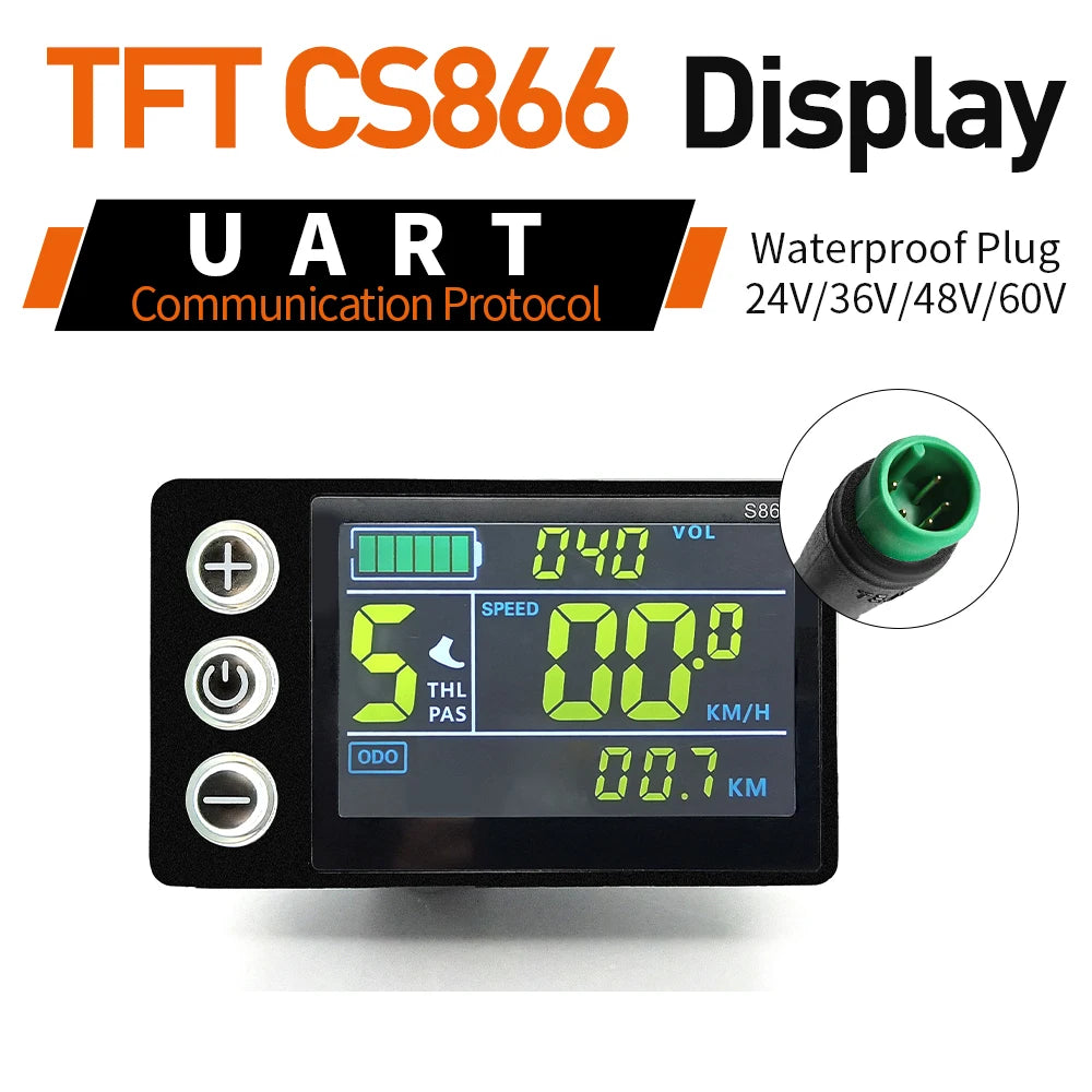 Ebike SineWave Three mode controller 24V-52V 17A 26A 30A 40A 45A TFT Display  throttle Hall unlimited motor 350W-2000W Moto
