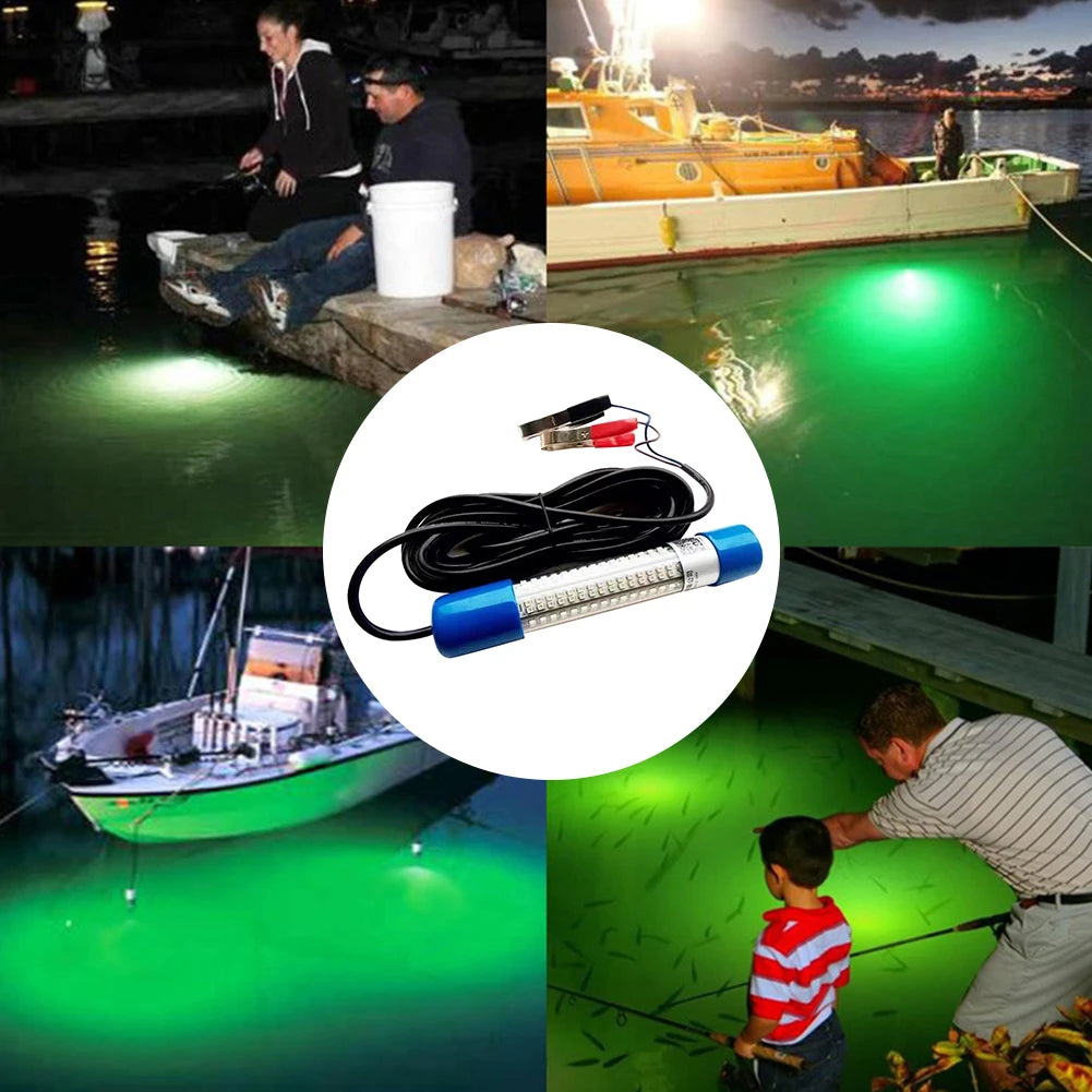 Underwater Fishing Light 50W Fish Lure Bait Finder Lamp 12-24V Glowing Fish Attractor Waterproof for Squid Shrimp Krill