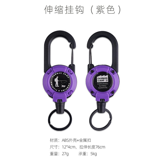 Outdoor fishing retractable buckle purple camping hiking backpack multi-functional small object fishing hook