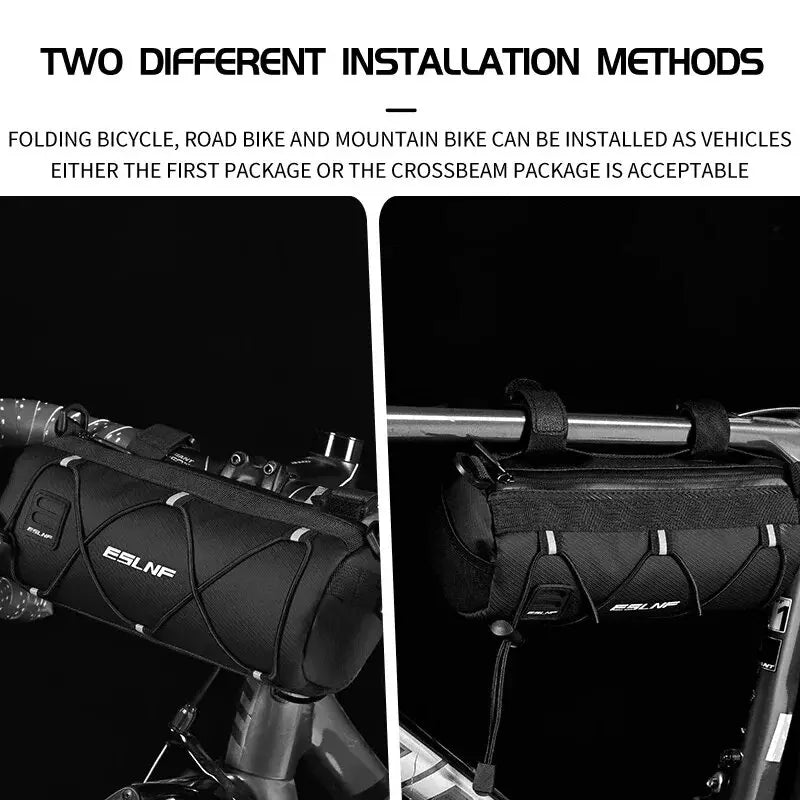 ESLNF Bike Front Tube Bag Waterproof Storage Roll Bag Bicycle Handlebar Basket Pack Portable Large Capacity Cycling Accessory