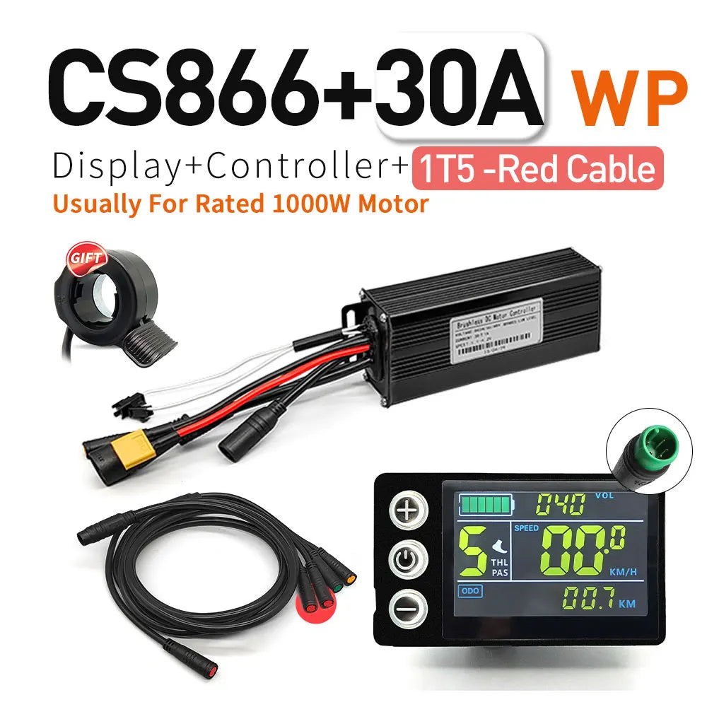 Ebike SineWave Three mode controller 24V-52V 17A 26A 30A 40A 45A TFT Display  throttle Hall unlimited motor 350W-2000W Moto