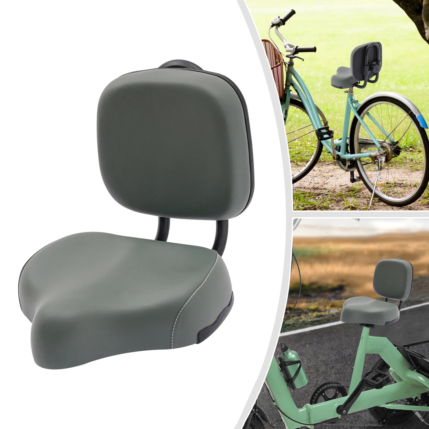 Comfortable Bike Seat with Backrest Tricycle Mountain Bike Electric Bikes Seat Cushion Extra Wide Saddle Seat Orange/Gray