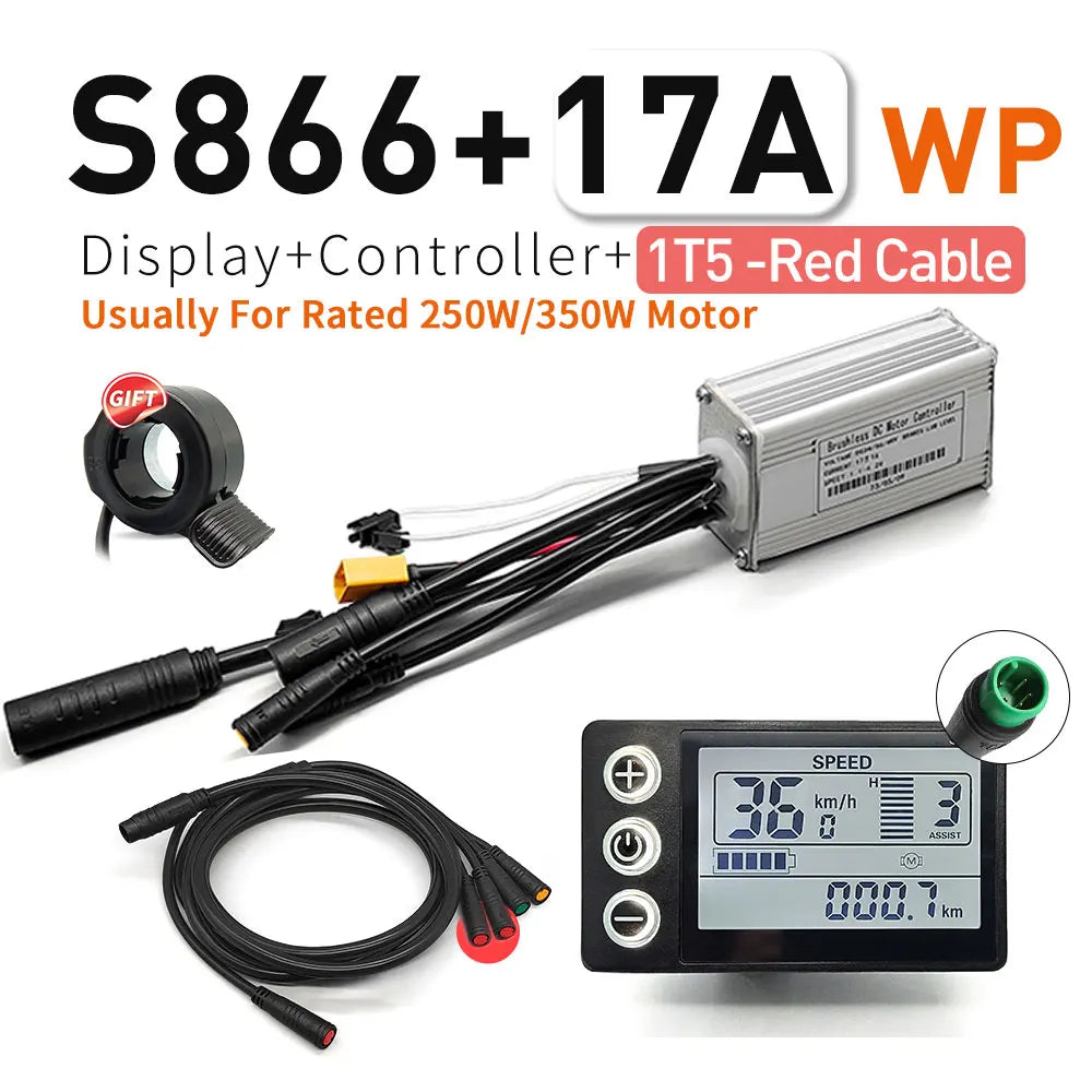 Ebike SineWave Three mode controller 24V-52V 17A 26A 30A 40A 45A TFT Display  throttle Hall unlimited motor 350W-2000W Moto