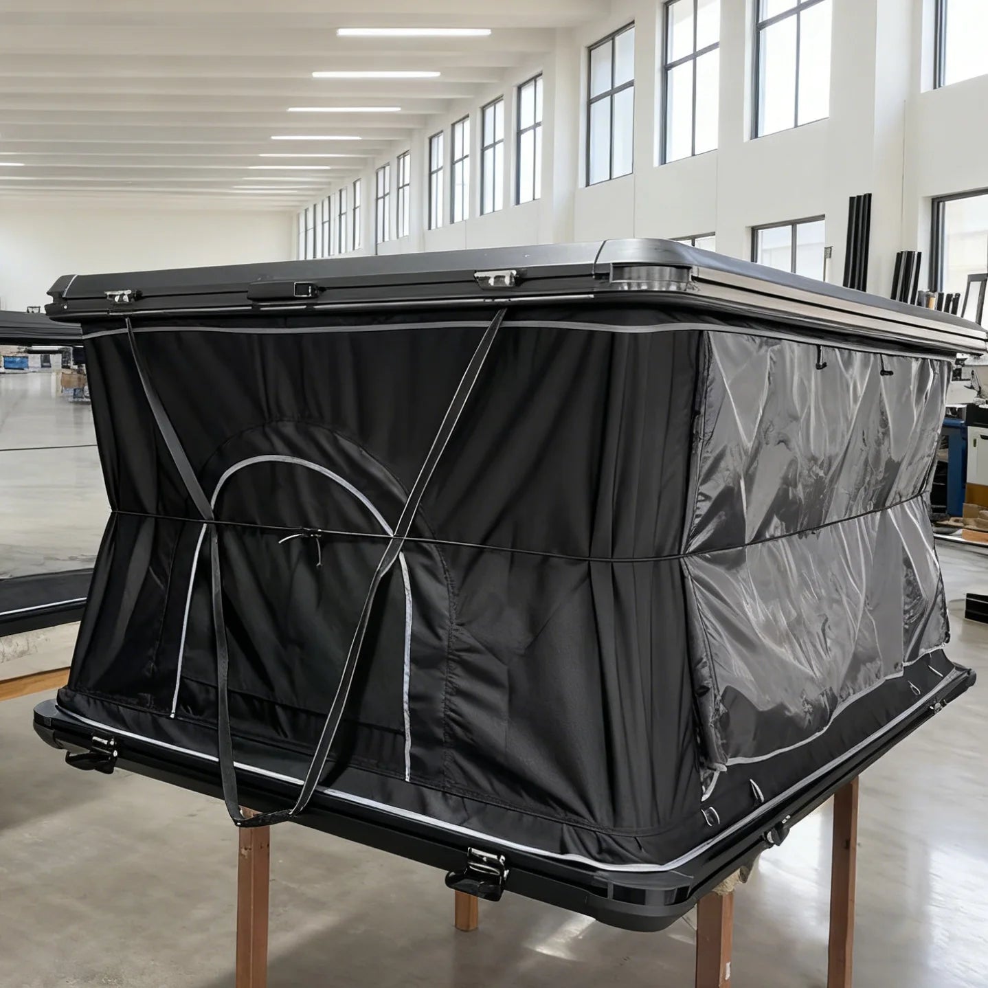 YoungHunter Straight Pop-Up Roof Top Tent with Built-In Gas Struts for Camping Overland Adventures