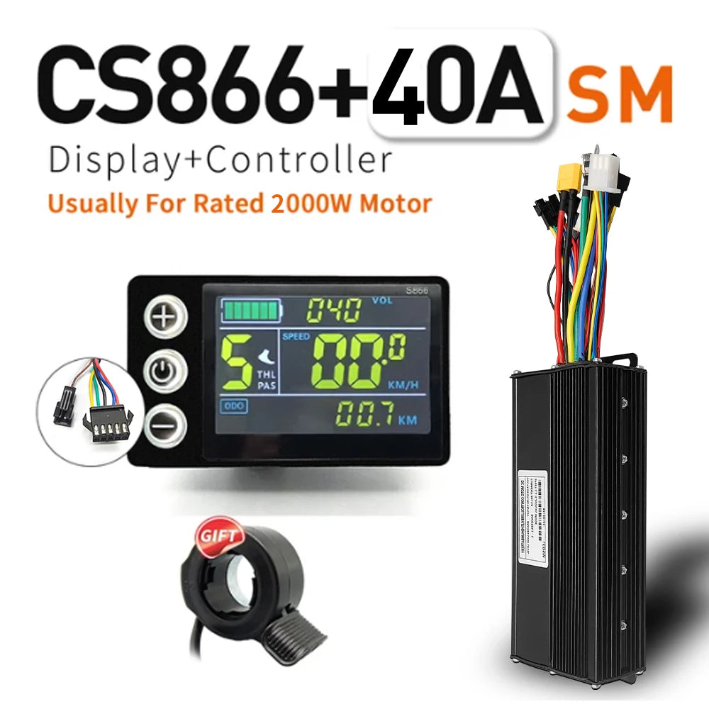 Ebike SineWave Three mode controller 24V-52V 17A 26A 30A 40A 45A TFT Display  throttle Hall unlimited motor 350W-2000W Moto