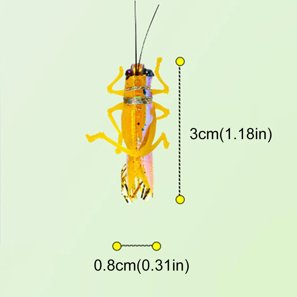 2Pcs Grasshopper Fishing Lures Bionic Mino Bait with Sharp Hook Mini Lifelike Fishing Lure Reflective for Saltwater Freshwater