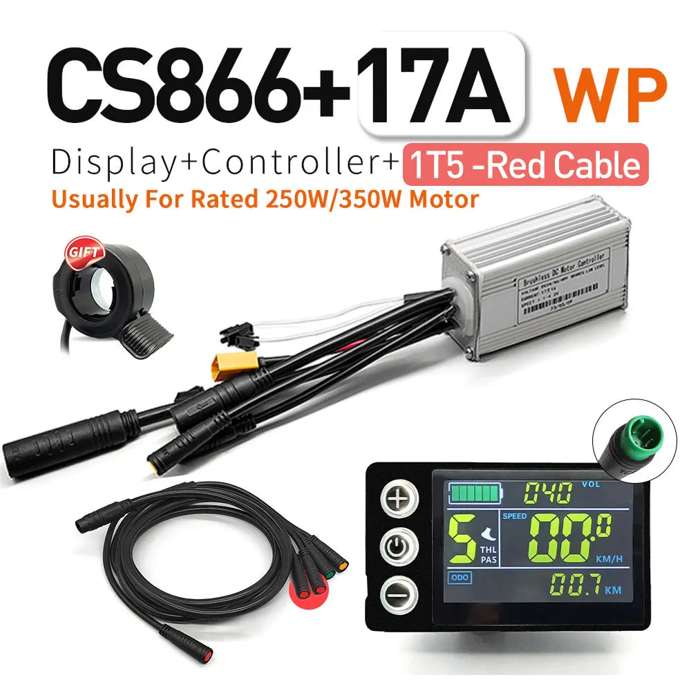 Ebike SineWave Three mode controller 24V-52V 17A 26A 30A 40A 45A TFT Display  throttle Hall unlimited motor 350W-2000W Moto