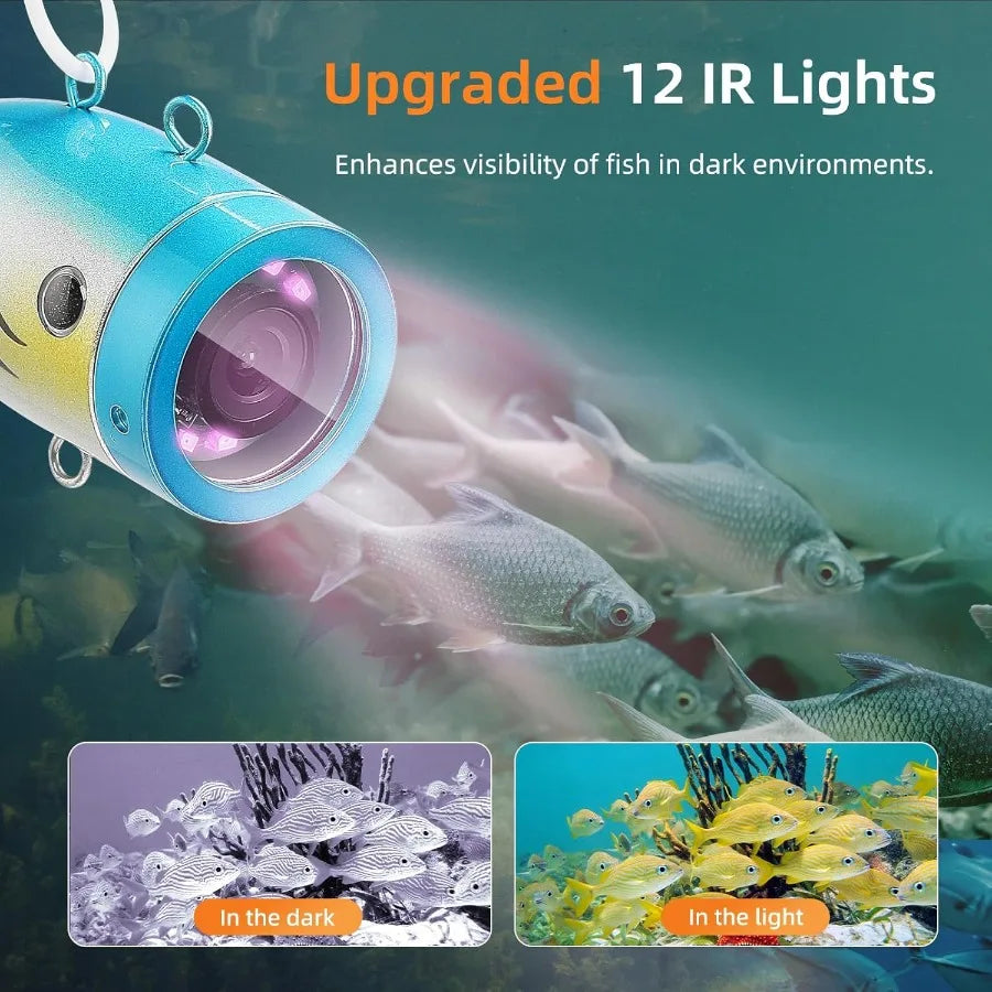 Underwater Fishing Camera 7 inch LCD Monitor Fish Finder Waterproof 1000TVL Fishing Camera 12pcs Infrared Lights for Lake Boat