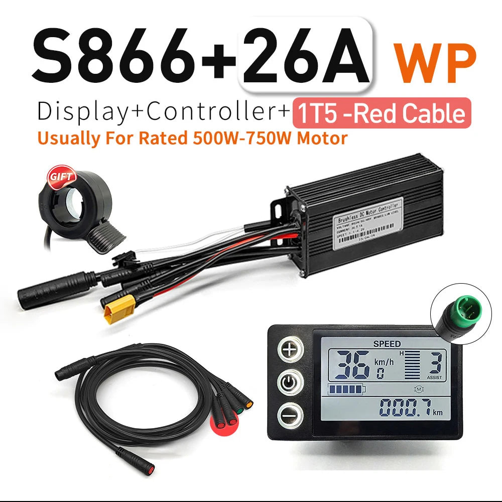 Ebike SineWave Three mode controller 24V-52V 17A 26A 30A 40A 45A TFT Display  throttle Hall unlimited motor 350W-2000W Moto