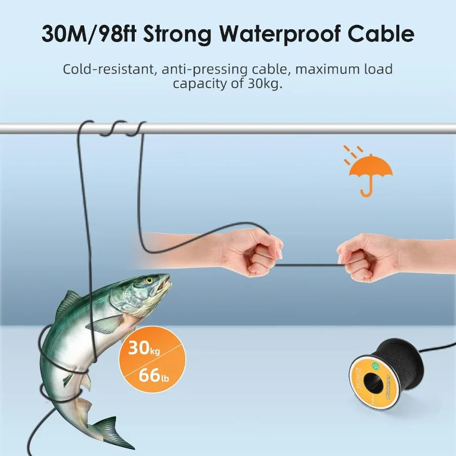 Underwater Fishing Camera 7 inch LCD Monitor Fish Finder Waterproof 1000TVL Fishing Camera 12pcs Infrared Lights for Lake Boat