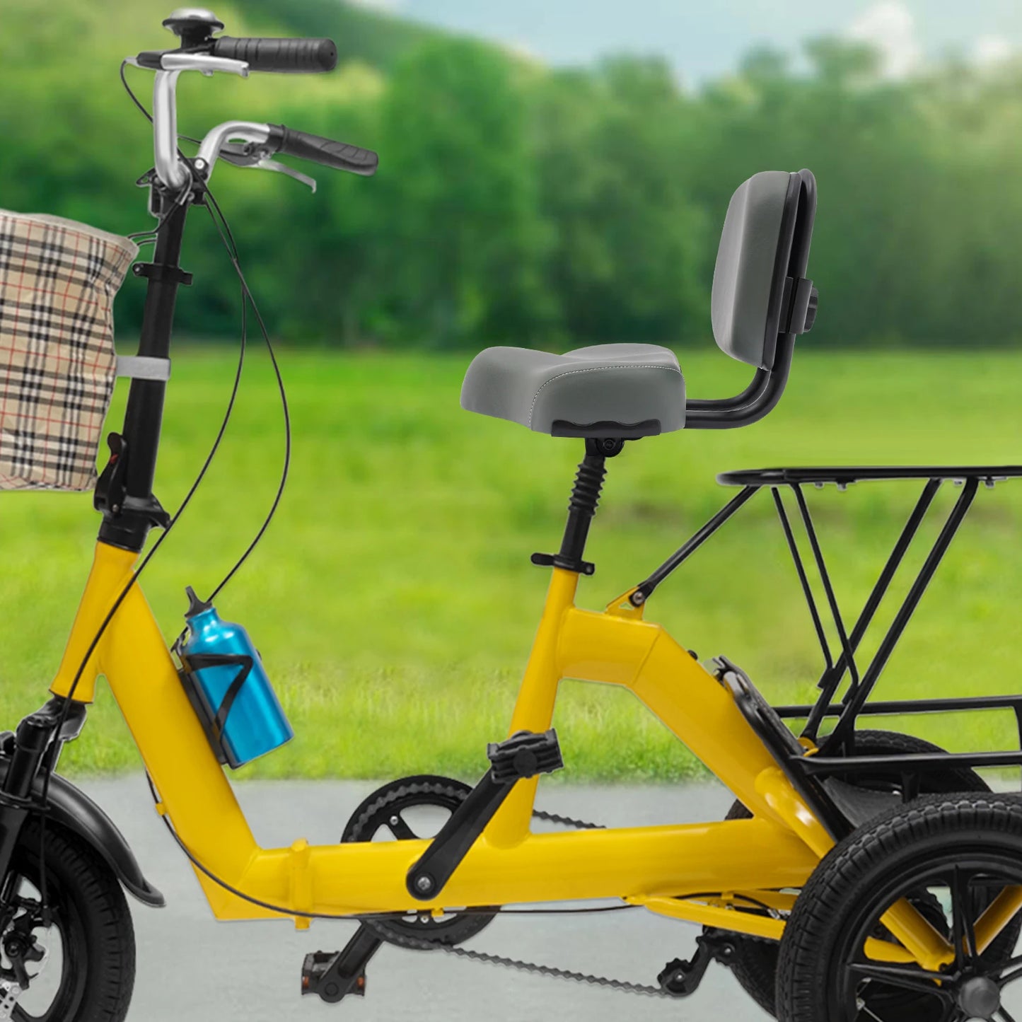 Comfortable Bike Seat with Backrest Tricycle Mountain Bike Electric Bikes Seat Cushion Extra Wide Saddle Seat Orange/Gray