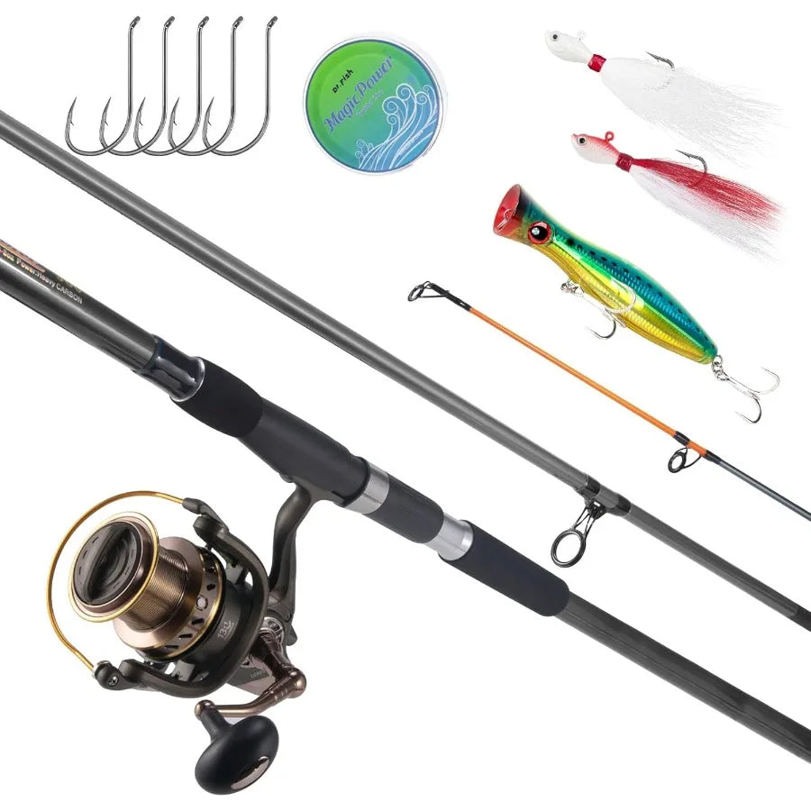 Surf Fishing Rod and Reel Combos Saltwater Fishing Gear Set 12ft Surf Rod 10000 Reel Offshore Inshore Casting Pole Beach Castin