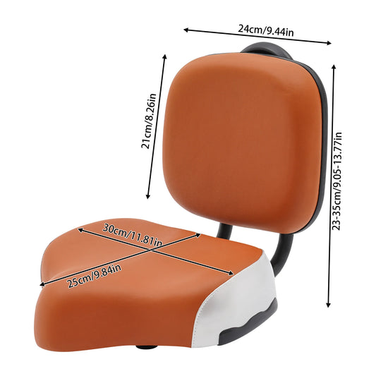 Comfortable Bike Seat with Backrest Tricycle Mountain Bike Electric Bikes Seat Cushion Extra Wide Saddle Seat Orange/Gray