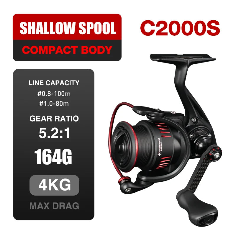 Seasir Prospec Spining Reel P-Series Ultralight Carbon Fiber Washers 8+1BB Max Drag 9Kg Freshwater Saltwater Fishing Coil