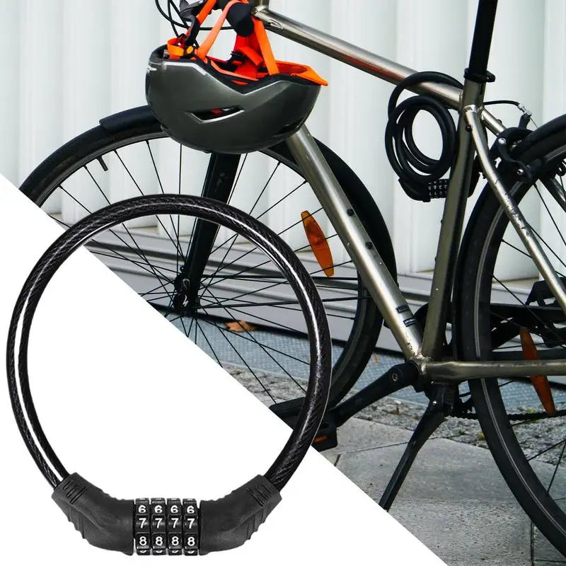 Bikes Chain Lock 4 Digit Heavy Duty Keyless Bicycles Lock Resettable Anti Theft Bicycles Lock For Electric Scooter Bikes
