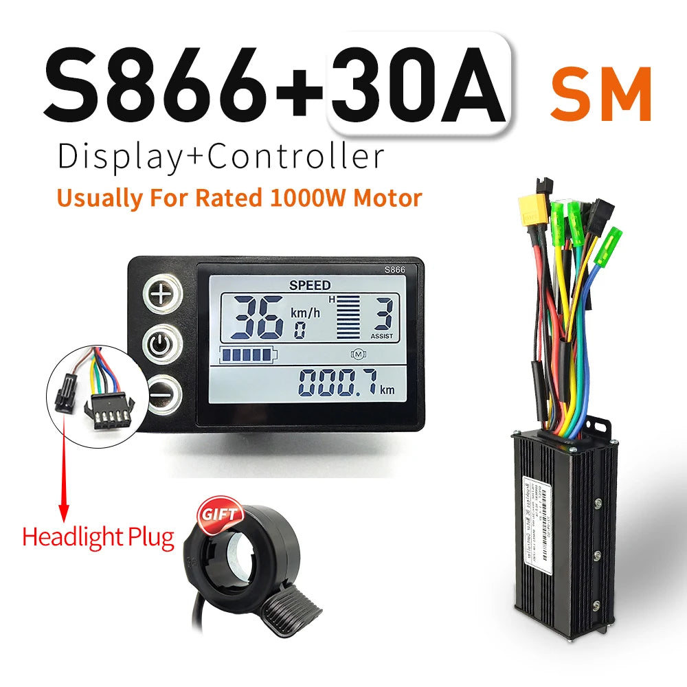 Ebike SineWave Three mode controller 24V-52V 17A 26A 30A 40A 45A TFT Display  throttle Hall unlimited motor 350W-2000W Moto