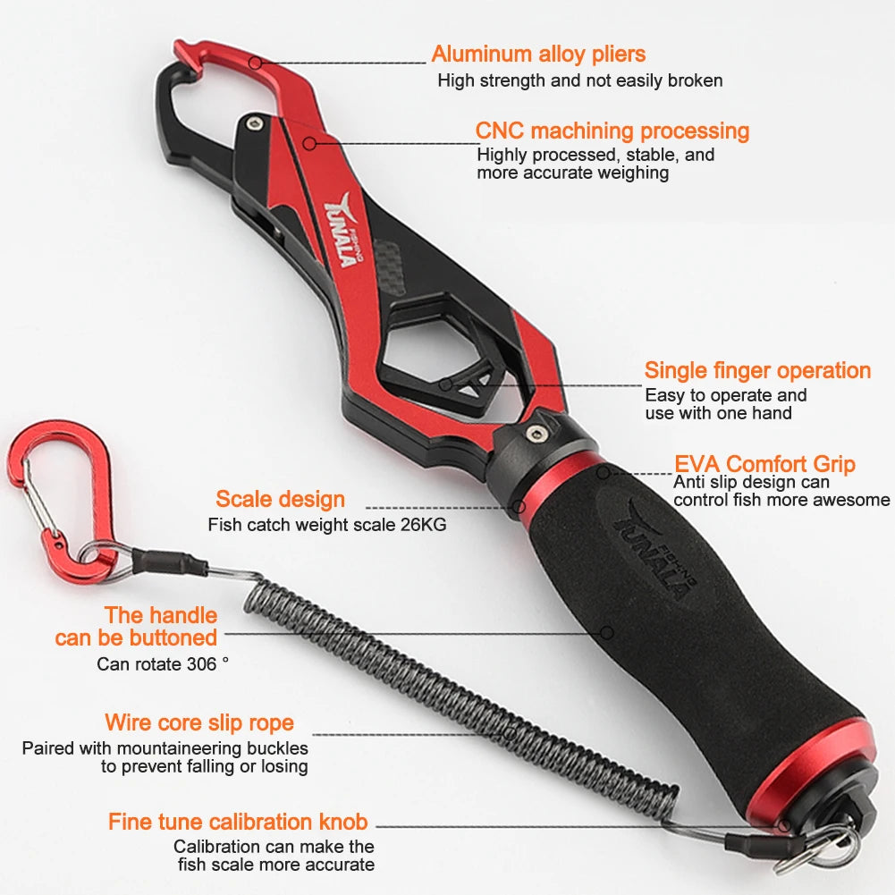 Multifunctional Fish Grip Fish Lip Gripper Aluminum Alloy Fish Controller One Hand Operation Anti Slip Fishing Supplies