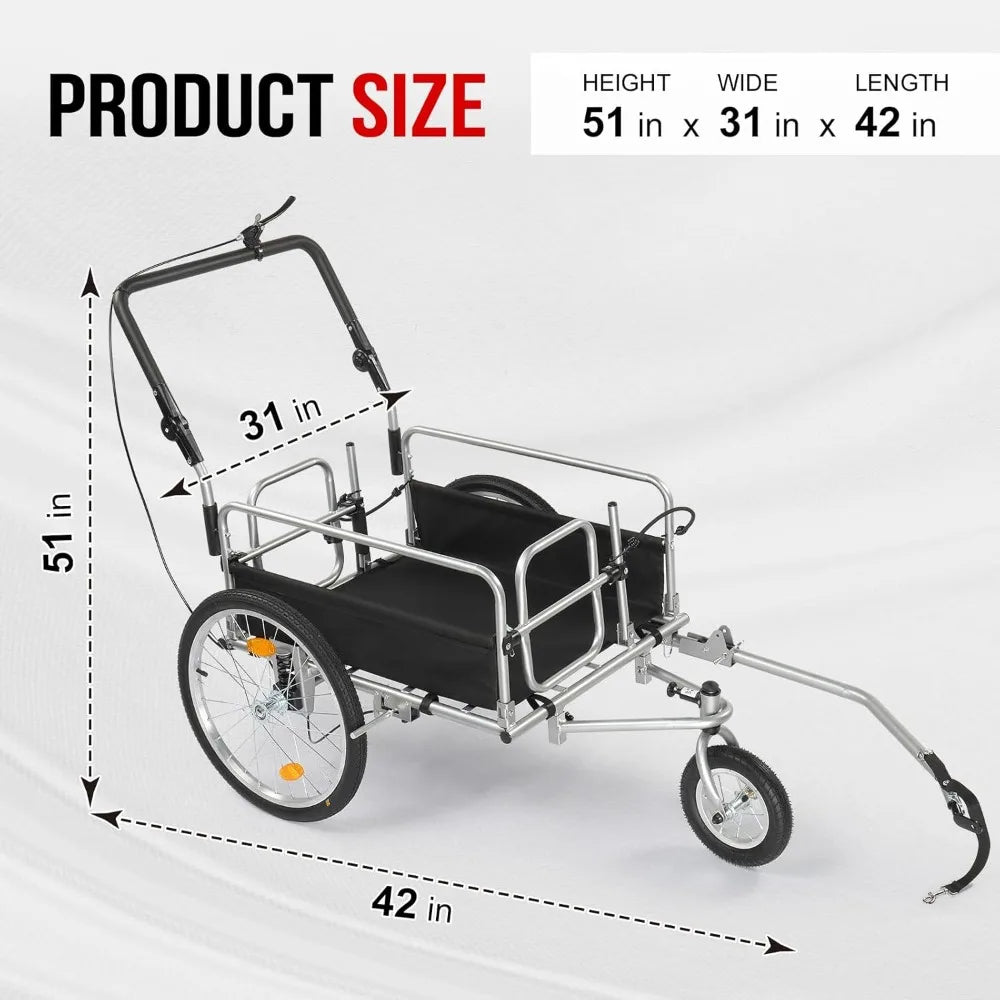 Bike Cargo Trailer, Heavy Duty 220 lbs Bicycle Wagon Cart, 20 Wheel Folding Groceries Hauler with Safe Hitch System