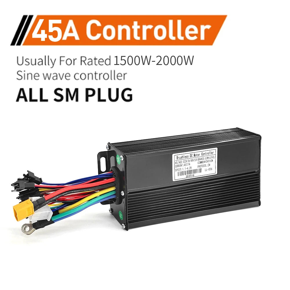 Ebike SineWave Three mode controller 24V-52V 17A 26A 30A 40A 45A TFT Display  throttle Hall unlimited motor 350W-2000W Moto