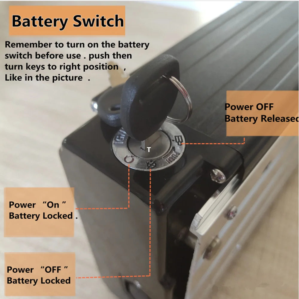 Rear Rack eBike Battery 21700 18650 52V 48V 27Ah 72V 20Ah with Rack no Rack Optional for 1500W 1000W 750W 500W 24"-28 inch
