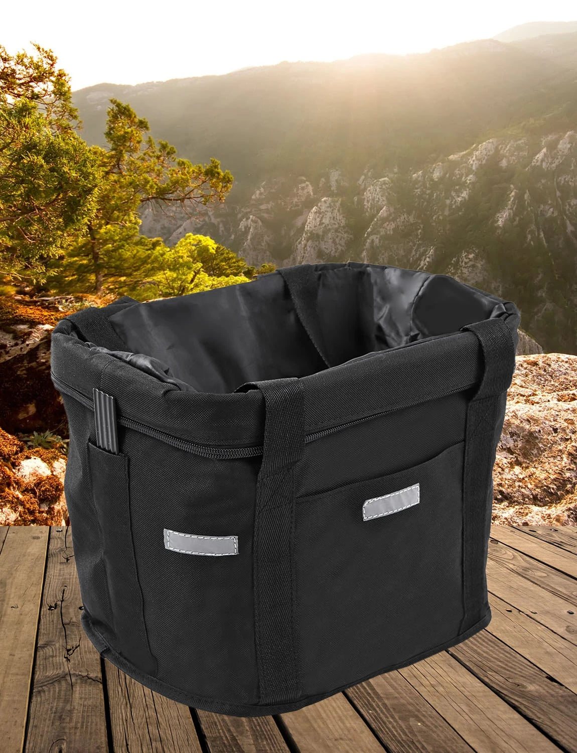 Bicycle Front Basket Removable Waterproof Bike Handlebar Basket Pet Carrier Frame Bag