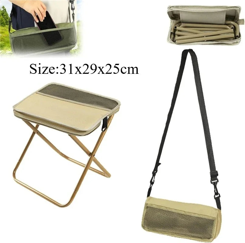 Folding Stool Mini Outdoor Camping Stool Portable Hunting Seat with Zippered Bag Slacker Chairs for Fishing Travelling Picnics