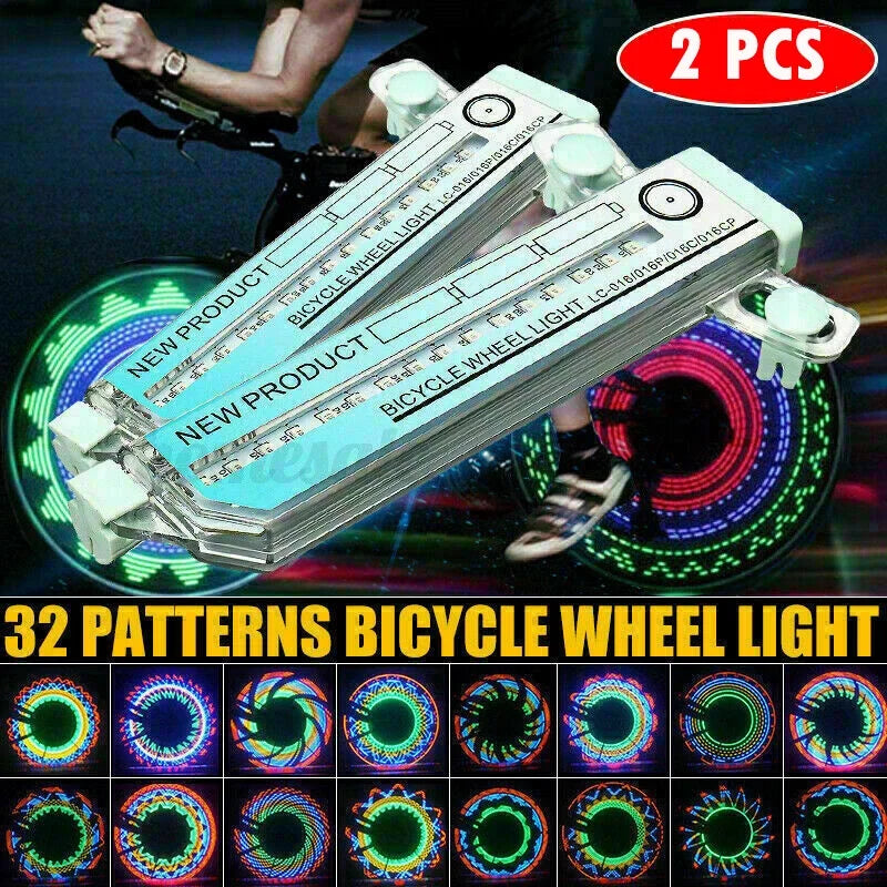 2PCS Bicycle Tire Light LED Spoke Lamp for Cycling Wheel Flash Warning Night Riding Double Sided Waterproof Outdoor Bike