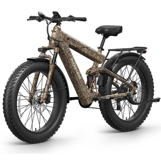 PUCKIPUPPY Electric Mountain Bike 1350W 48V 30AH Dual Battery Ebike 26" Fat Tire 130 Miles Long Range Full Suspension E bike